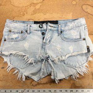 ONE Teaspoon Cutoff Denim Shorts - Light Wash Size 26